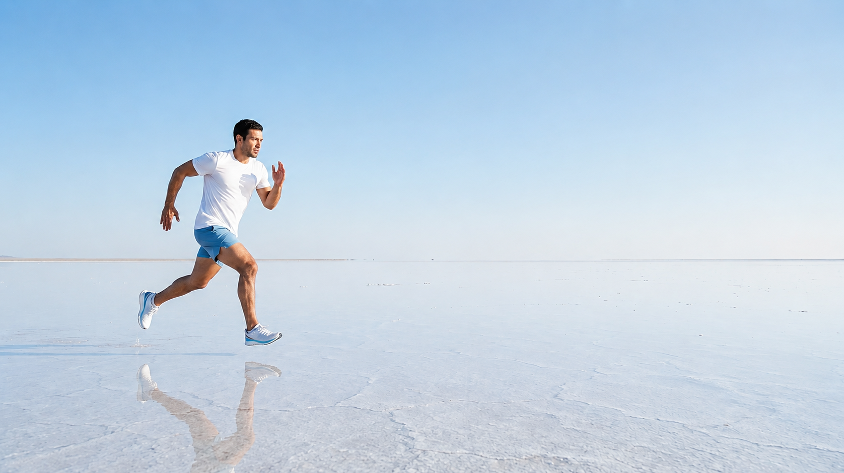 Runner on salt flats